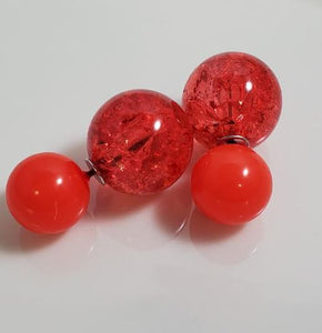 AZ1307 Red Ice Breaker Ball Earrings