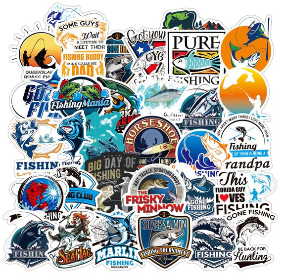 ST45 Fishing 20 Pieces Assorted Stickers
