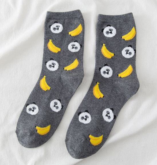 SF188 Gray Panda Bear Banana Socks - Iris Fashion Jewelry