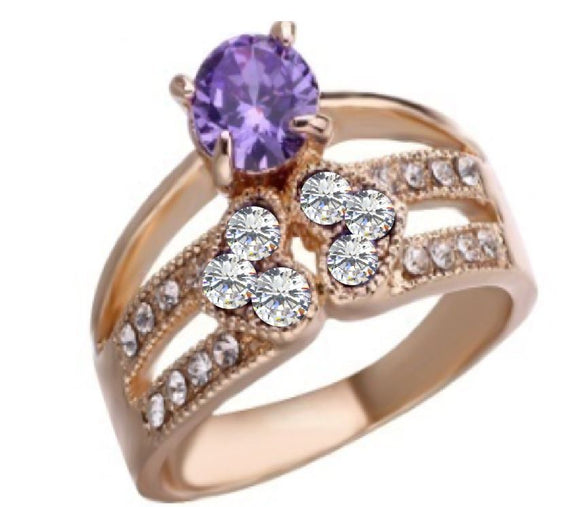 R326 Gold Lavender Gemstone Ring - Iris Fashion Jewelry