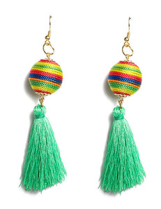 E28 Gold Colorful Green Tassel Earrings - Iris Fashion Jewelry