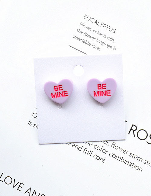 Z129 Lilac Be Mine Acrylic Valentine Heart Earrings - Iris Fashion Jewelry