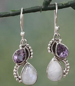 E1038 Silver Lavender Gemstone Earrings - Iris Fashion Jewelry