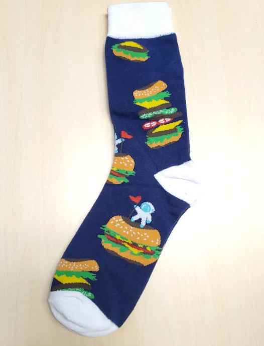 SF117 Navy Blue Cheeseburger Astronaut Socks - Iris Fashion Jewelry