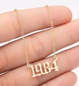 AZ1230 Gold Year 1984 Necklace with FREE EARRINGS