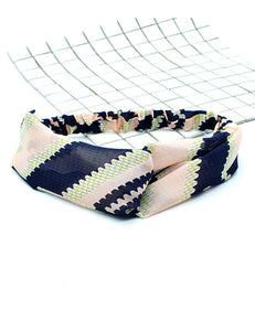 H134 Navy Blue Light Pink Green Arrow Pattern Head Band - Iris Fashion Jewelry