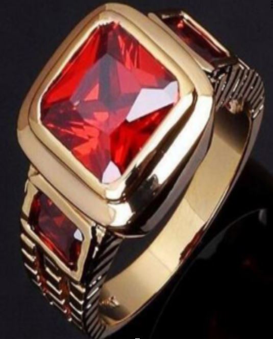 R329 Gold Red Gemstone Ring - Iris Fashion Jewelry
