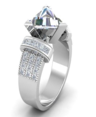 R697 Silver Crystal Triangle Gemstone Rhinestone Ring - Iris Fashion Jewelry