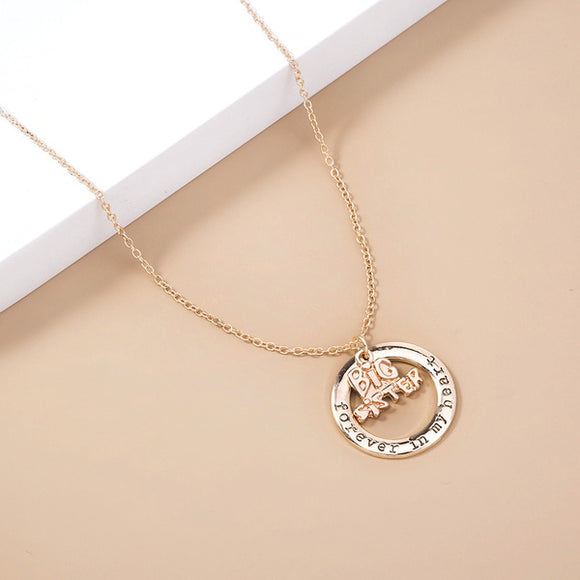 N2175 Rose Gold Big Sister Necklace with Free Earrings - Iris Fashion Jewelry