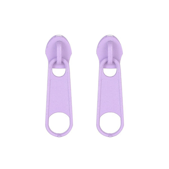 E1950 Lavender Metal Zipper Earrings - Iris Fashion Jewelry