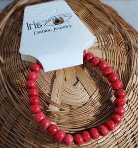 AZ423 Red Wooden Bead Bracelet