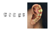 E511 Silver Ear Cuff Earring Set 5 Piece - Iris Fashion Jewelry