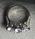 R118 Silver Triple Gemstone Ring - Iris Fashion Jewelry
