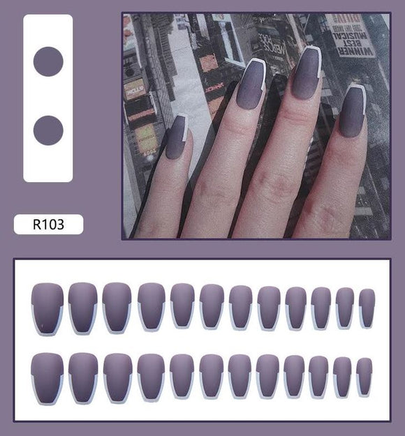 NS556 Long Plastic Ballerina Press On Nails 24 Pieces R103 - Iris Fashion Jewelry