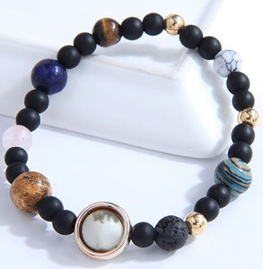 AZ1095 Black Art Deco Bead Bracelet