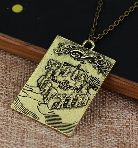 N664 Gold Map Necklace with FREE EARRINGS