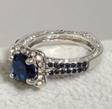 R659 Silver Royal Blue Rhinestone Ring - Iris Fashion Jewelry