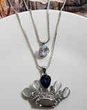 AZ29 Silver Blue Gemstone Moonstone Crown Necklace with FREE Earrings - Iris Fashion Jewelry