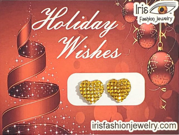 CX06 Holidays Wishes Gold Heart Earrings on Gift Card