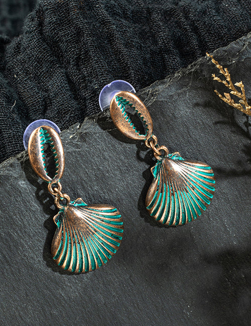 E1200 Bronze Sea Shell Clam Earrings - Iris Fashion Jewelry