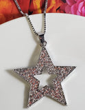 N432 Silver Rhinestone Star Necklace with FREE Earrings