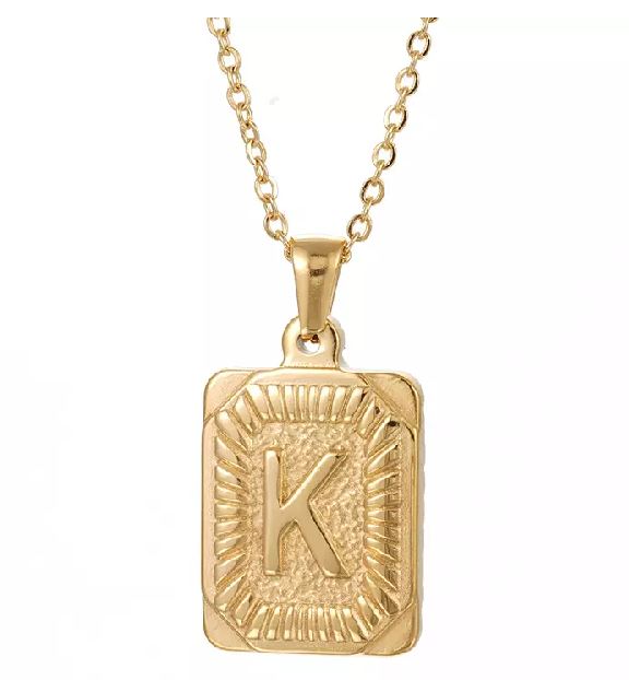 AZ506 Gold Letter K Necklace with FREE EARRINGS