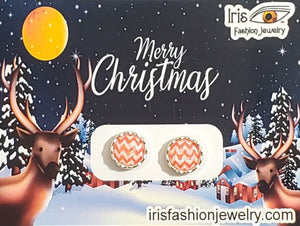 CX05 Merry Christmas Chevron Design Earrings on Gift Card