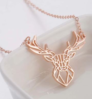N183 Rose Gold Cutout Deer Necklace with FREE EARRINGS - Iris Fashion Jewelry