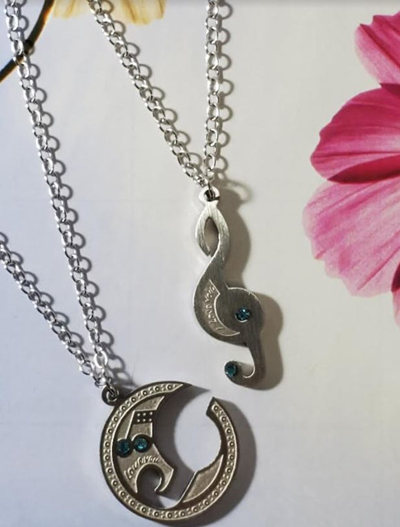 N1687 Silver Music Note I Love You 2 NECKLACES with FREE EARRINGS - Iris Fashion Jewelry