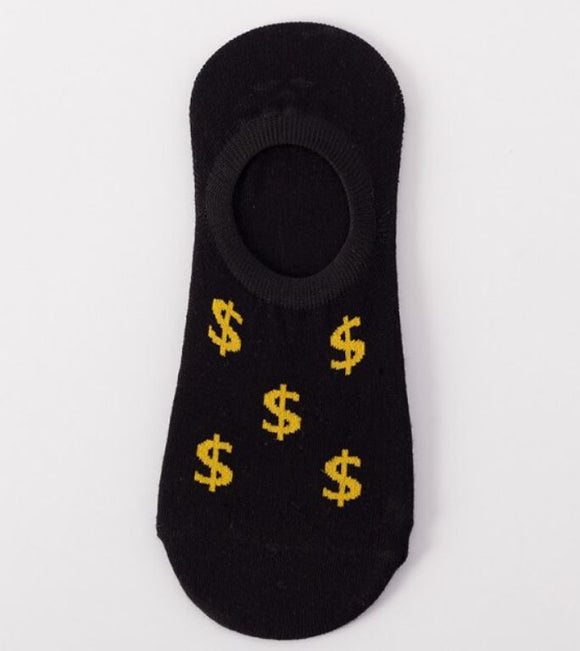 SF407 Black Dollar Sign Low Cut Socks - Iris Fashion Jewelry