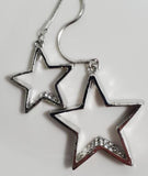 AZ548 Silver Rhinestone Double Star Necklace with FREE Earrings