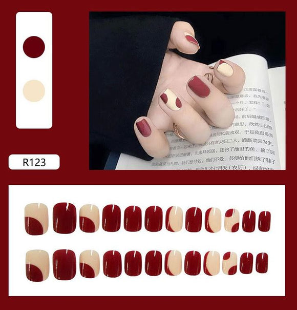 NS551 Short Square Press On Nails 24 Pieces R123 - Iris Fashion Jewelry