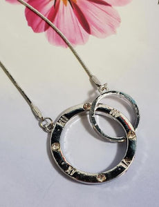 AZ678 Silver Double Hoop Necklace with FREE EARRINGS