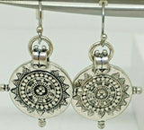E1352 Silver Round Aztec Design Earrings