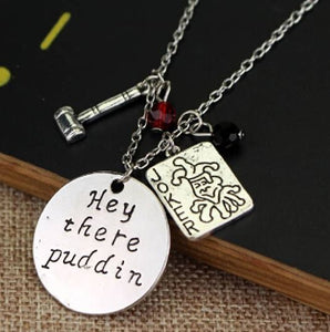 AZ394 Silver Hey There Puddin Necklace with FREE EARRINGS