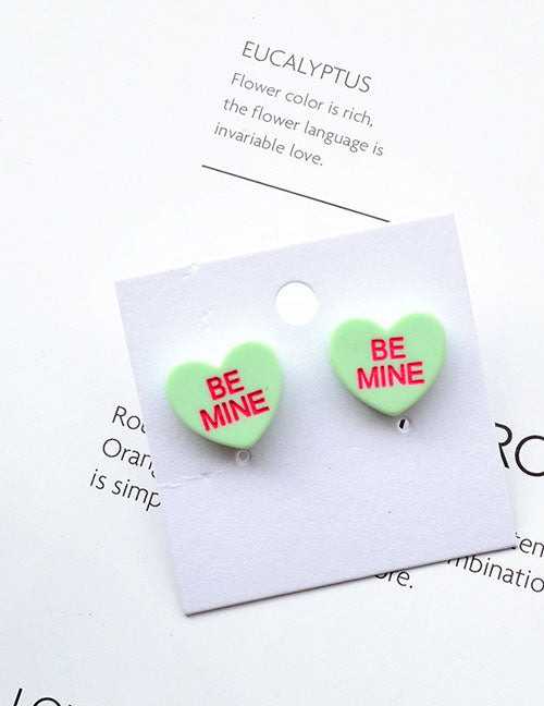 Z105 Mint Green Be Mine Acrylic Valentine Heart Earrings - Iris Fashion Jewelry