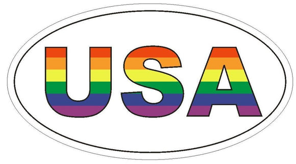 ST-D2875 USA Rainbow Pride Oval Bumper Sticker