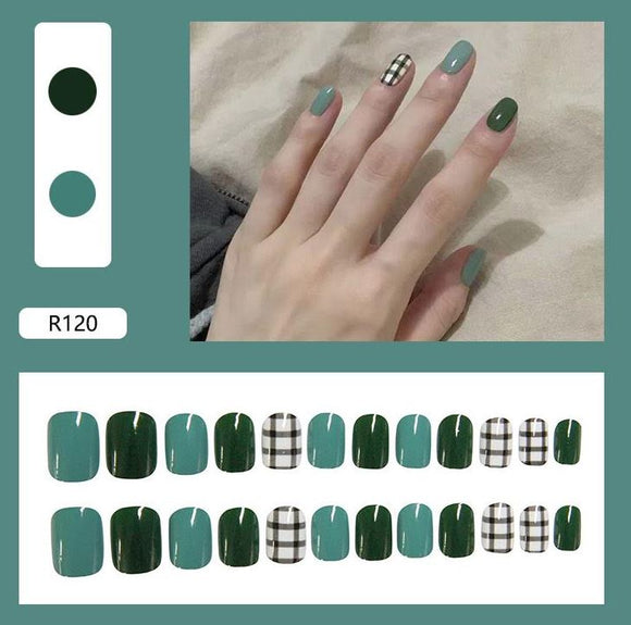 NS529 Short Square Press On Nails 24 Pieces R120 - Iris Fashion Jewelry