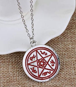 AZ969 Silver Red Pentagram Star Necklace with FREE EARRINGS