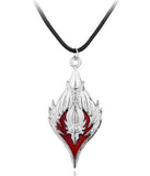 AZ172 Silver Red Blood Elf Anime on Leather Cord Necklace with FREE EARRINGS