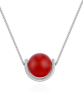 AZ1538 Silver Red Bead Necklace with FREE Earrings