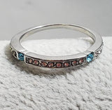 R525 Silver Light Blue Gem Band Ring