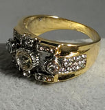 R693 Gold Multi Rhinestone Ring - Iris Fashion Jewelry