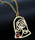 AZ1074 Gold Rose Dome Necklace with Free Earrings