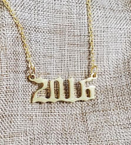 AZ1453 Gold Year 2016 Necklace with FREE EARRINGS