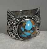 R709 Silver Turquoise Gem Ring - Iris Fashion Jewelry