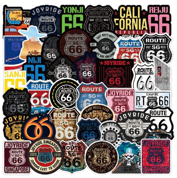 ST27 Route 66 20 Pieces Assorted Stickers