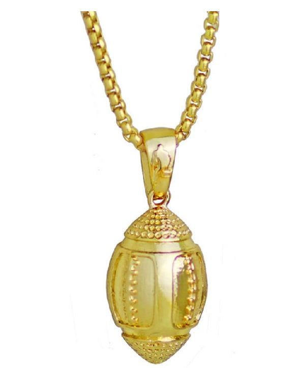 AZ337 Gold Football Pendant Necklace with FREE Earrings