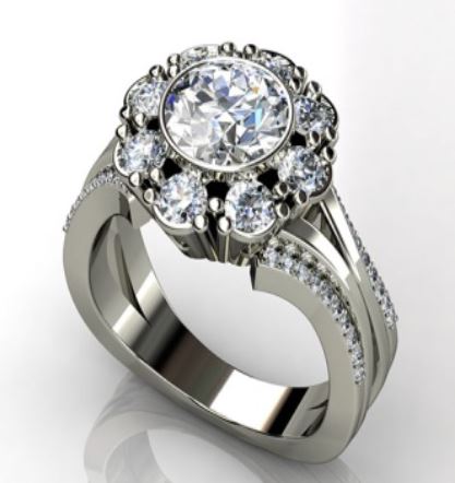 R361 Silver Flower Design Rhinestone Ring - Iris Fashion Jewelry