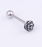 P144 Silver Stainless Steel Rose Tongue Ring - Iris Fashion Jewelry